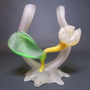 Art Nouveau 1900\'s Kralik Glass Applied Flower Vase