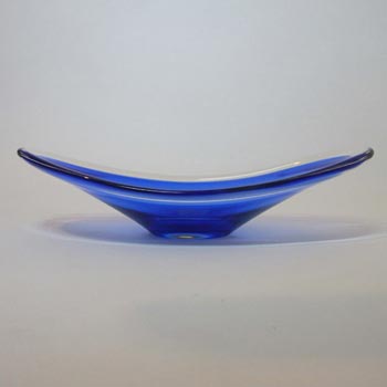 Magnor Scandinavian 70's Blue Cased Glass Bowl - Signed