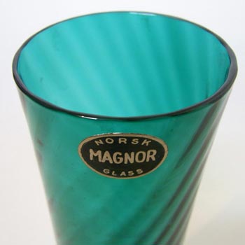Magnor Scandinavian 70's Green Glass Vase - Labelled