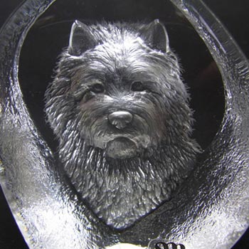 Mats Jonasson #3699 Glass Paperweight Dog Sculpture - Signed