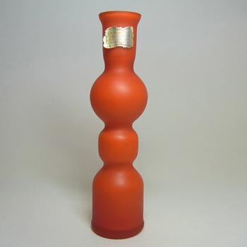 Carlo Moretti Satinato Orange Murano Glass Vase - Label