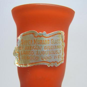 Carlo Moretti Satinato Orange Murano Glass Vase - Label
