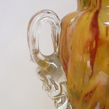 Welz Bohemian Multicoloured Spatter Glass Trophy Vase