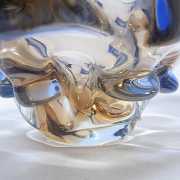 Mstisov/Moser Czech Pink & Blue Glass Organic Bowl