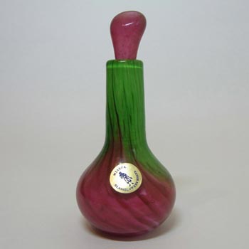 Mtarfa Pink + Green Glass Perfume/Scent Bottle - Signed