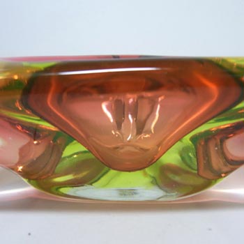 Arte Nuova Murano Sommerso Red & Uranium Green Glass Bowl