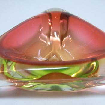 Arte Nuova Murano Sommerso Red & Uranium Green Glass Bowl