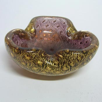 Barovier & Toso Murano Purple & Gold Leaf Glass Bowl