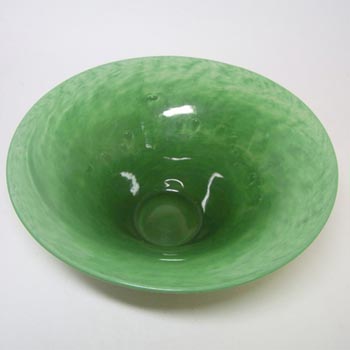 Large Nazeing 1950's Clouded Green Bubble Glass Bowl