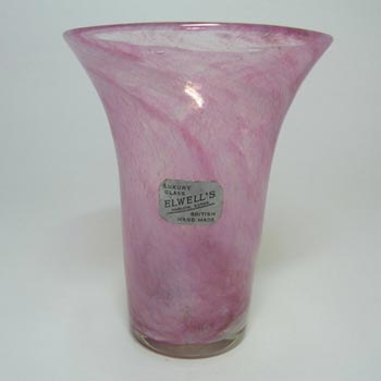 Nazeing 1950\'s Clouded Pink Bubble Glass Vase - Label