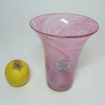 Nazeing 1950's Clouded Pink Bubble Glass Vase - Label