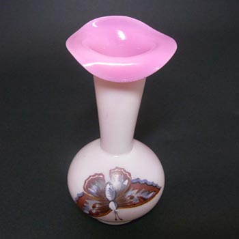 (image for) Victorian Cased Glass Hand Painted 'Butterfly' Vase