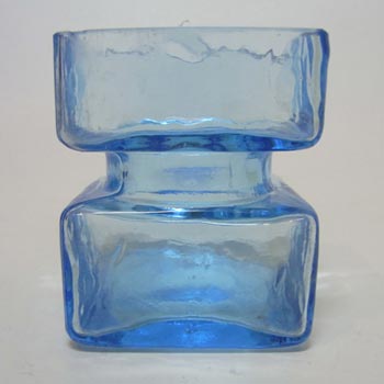 Vintage Square Hooped Blue Textured Glass Vase