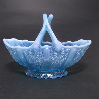 Davidson 1900 Blue Pearline Glass Lady Chippendale Bowl