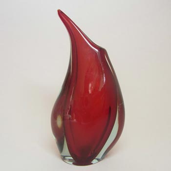 Murano/Sommerso 1950s Organic Red Glass Vase - Labelled
