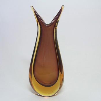 Murano/Venetian Brown & Amber Sommerso Glass Vase