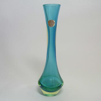 Murano Sommerso Turquoise Green Uranium Glass Stem Vase