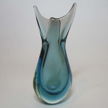 Murano/Venetian Smoky Blue Organic Sommerso Glass Vase