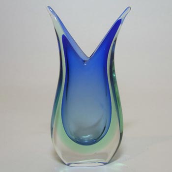 Murano/Venetian Blue & Green Sommerso Glass Vase