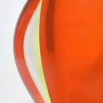Murano/Venetian Red & Uranium Green Sommerso Glass Vase
