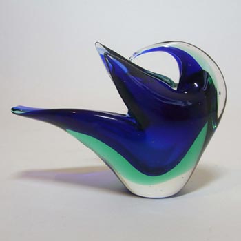 Murano/Sommerso 1950s Organic Blue Glass Sculpture Bowl