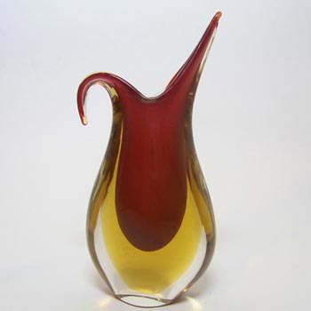 Murano/Venetian Red & Amber Sommerso Glass Vase