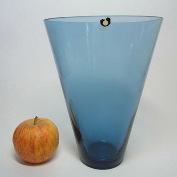 Swedish Pukeberg Blue Glass Vase c. 1960's - Labelled