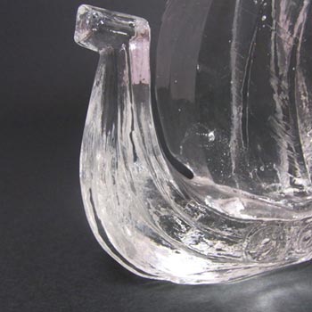 Swedish Pukeberg Glass Ship Paperweight - Labelled