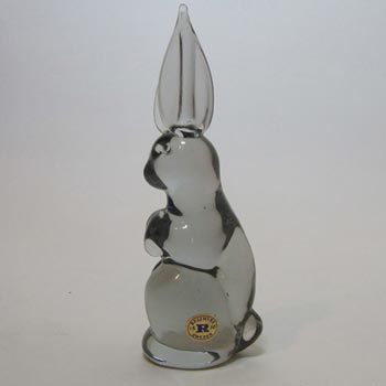 Reijmyre Swedish Smoky Glass Rabbit - Labelled