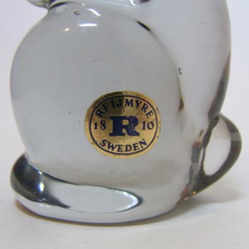 Reijmyre Swedish Smoky Glass Rabbit - Labelled