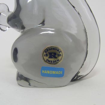 Reijmyre Swedish Smoky Grey Glass Squirrel - Labelled