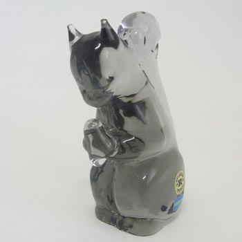 Reijmyre Swedish Smoky Grey Glass Squirrel - Labelled