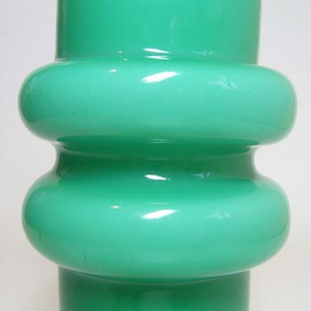 Scandinavian / Swedish Retro Green Cased Glass Hooped Vase