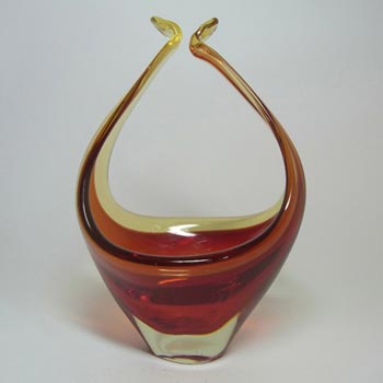Murano/Sommerso Red Glass Organic Sculpture Bowl/Dish