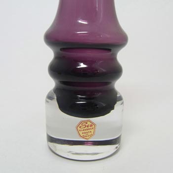 Sea Glasbruk 1970s Swedish Purple Glass Vase - Labelled