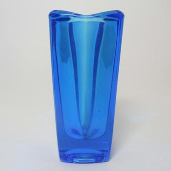 Sklo Union Rosice Blue Glass Vase by Miroslav Kubinec