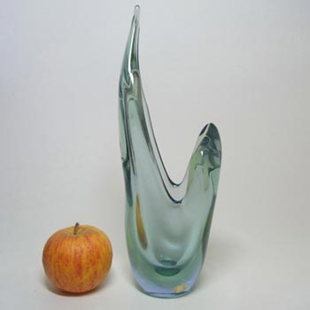 Skrdlovice #5515 Labelled Green Glass Vase by A. Marošová