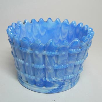 Victorian 1890's Blue Malachite/Slag Glass Bowl