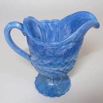 Victorian 1890's Blue Malachite/Slag Glass Jug