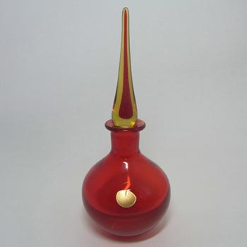 Murano/Sommerso Red + Amber Glass Perfume/Scent Bottle
