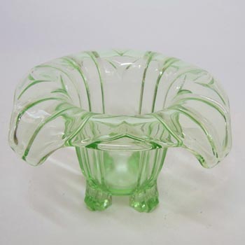 Sowerby Art Deco 1930\'s Uranium Green Glass Posy Bowl
