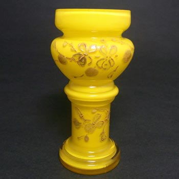 Victorian 1890\'s Bohemian Enamelled Yellow Glass Vase