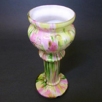 Welz Bohemian Pink & Green Aventurine Spatter Glass Vase