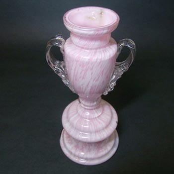 Welz Bohemian Pink & White Spatter Glass Trophy Vase