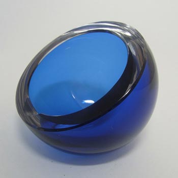 St Louis French Blue Cased Glass Bowl - Acid Stamped