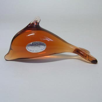 Wedgwood Topaz Glass Dolphin Paperweight L5002 - Marked