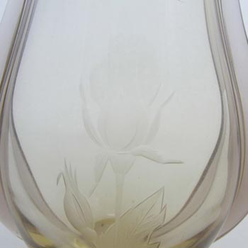 Zelezny Brod Sklo Czech Citrine Glass Vase - Labelled