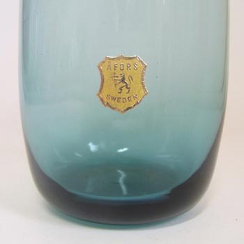 Afors 1960's/70's Swedish Blue Glass Vase - Labelled