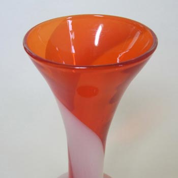 Japanese Red & White Vintage Glass Bud Vase