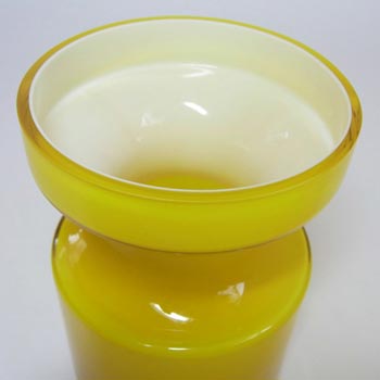 Alsterfors #S5014 Yellow Hooped Glass Vase Signed "P Ström 68"